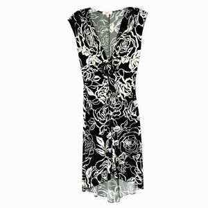 Candie’s Black Floral Dress Juniors Medium High Low Y2K Side Ruched V-Neck